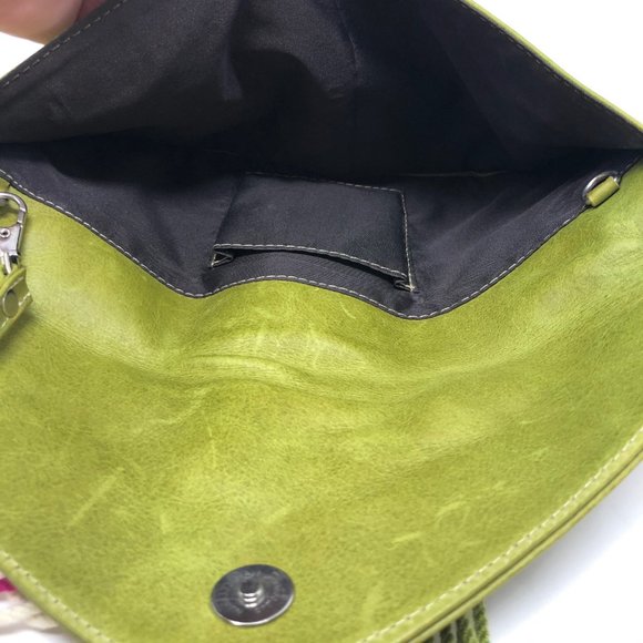 Green Leather Tassel Clutch - Picture 5 of 5